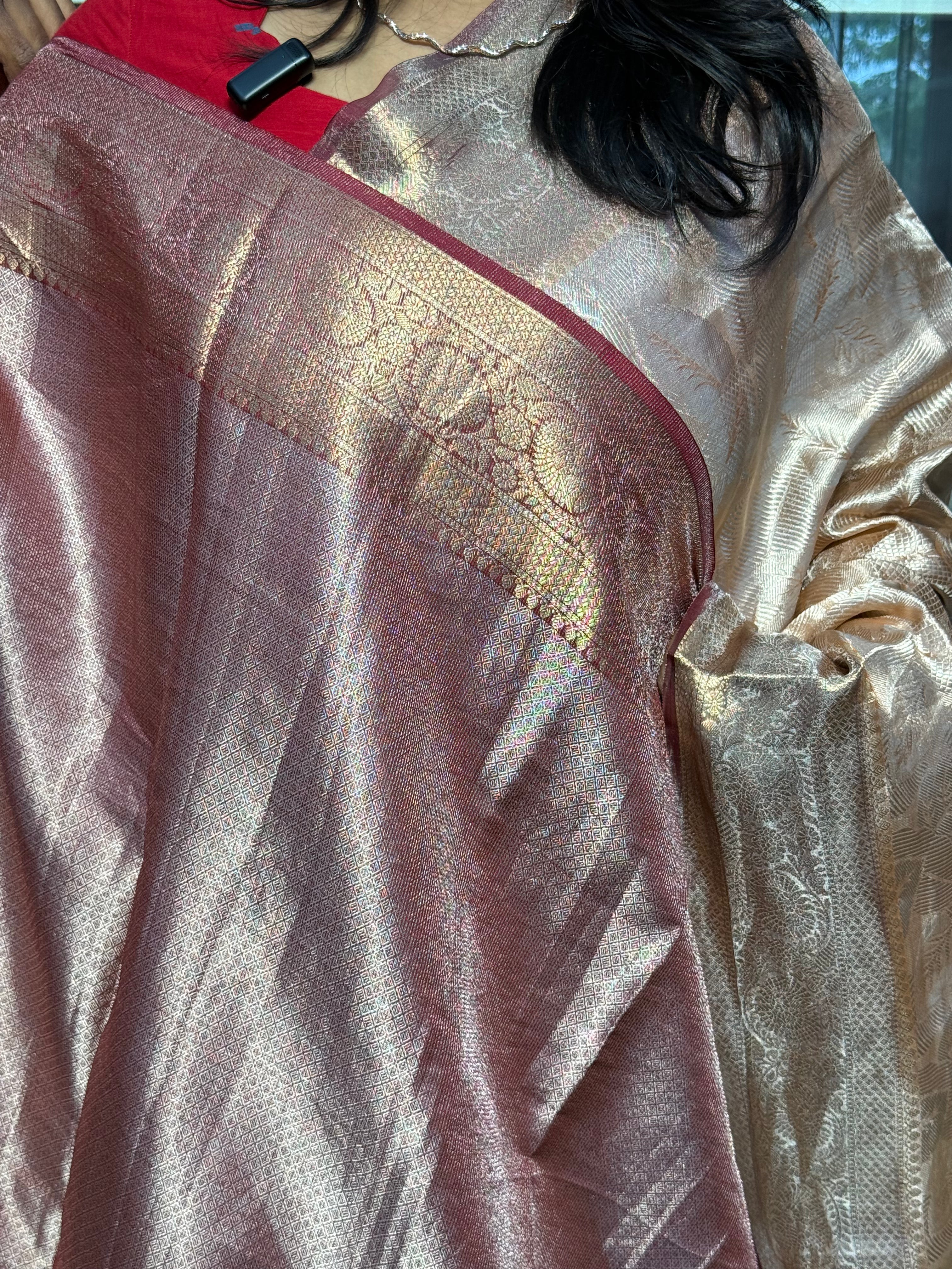 Silk mark certified pure tissue brocade silk saree