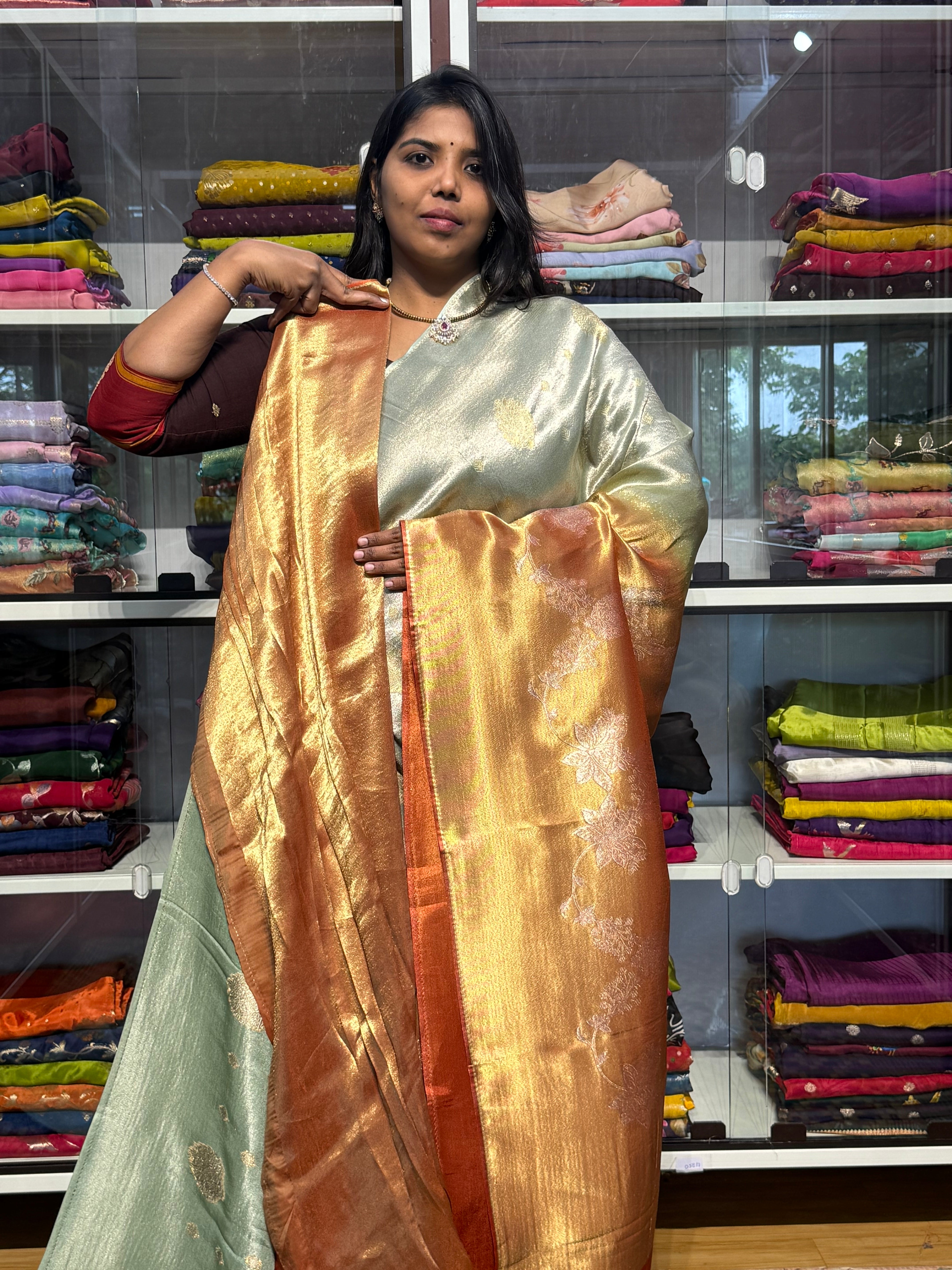 PURE TISSUE SILK SAREE IN DUAL SHADE
