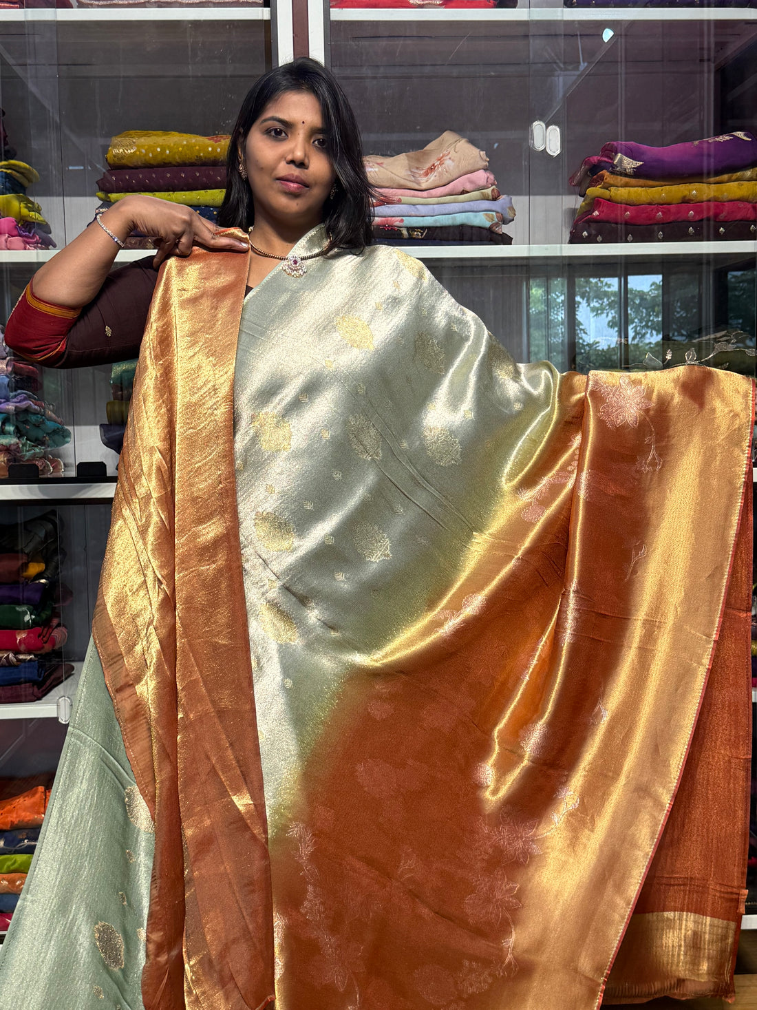 PURE TISSUE SILK SAREE IN DUAL SHADE