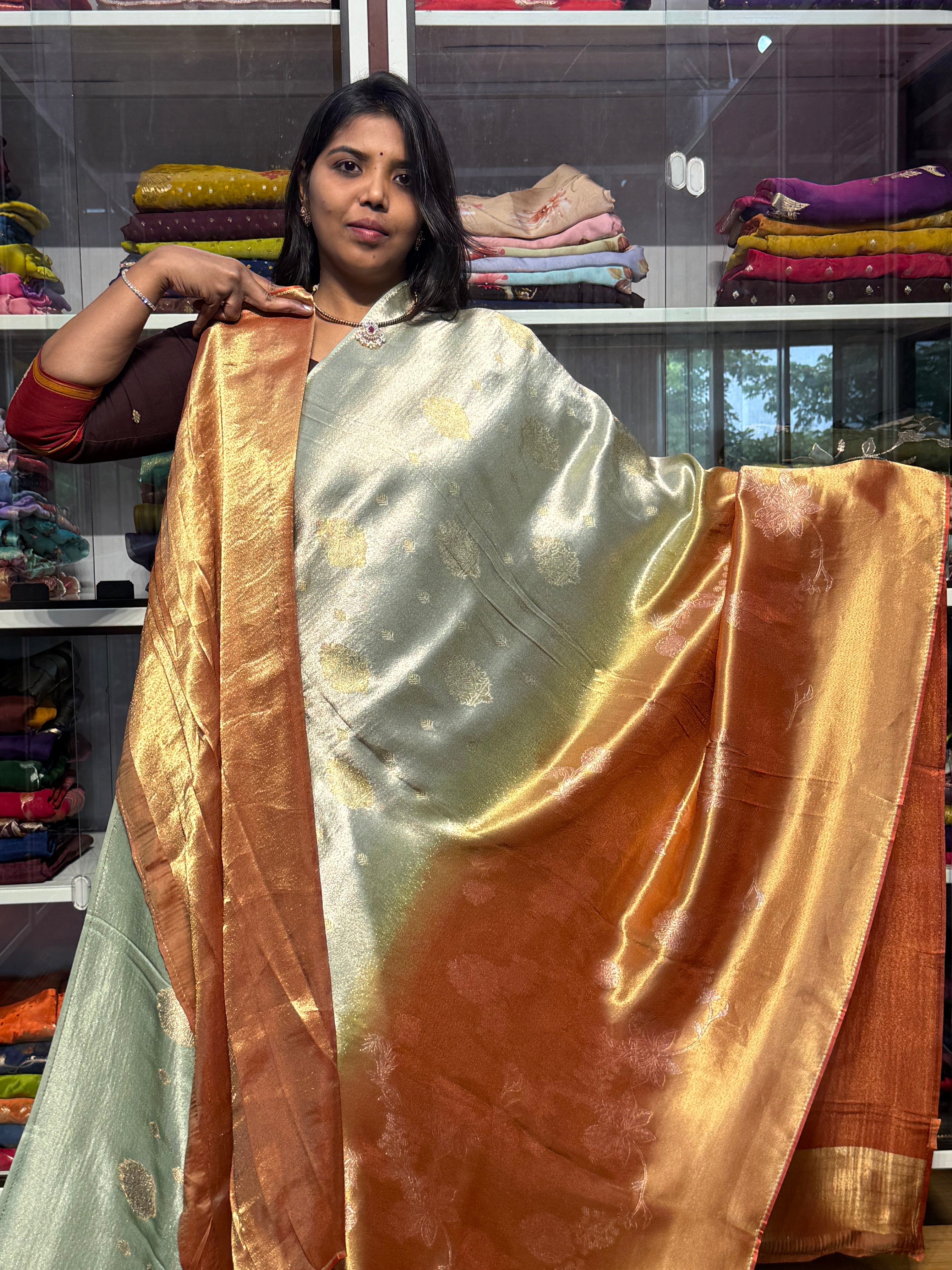 PURE TISSUE SILK SAREE IN DUAL SHADE