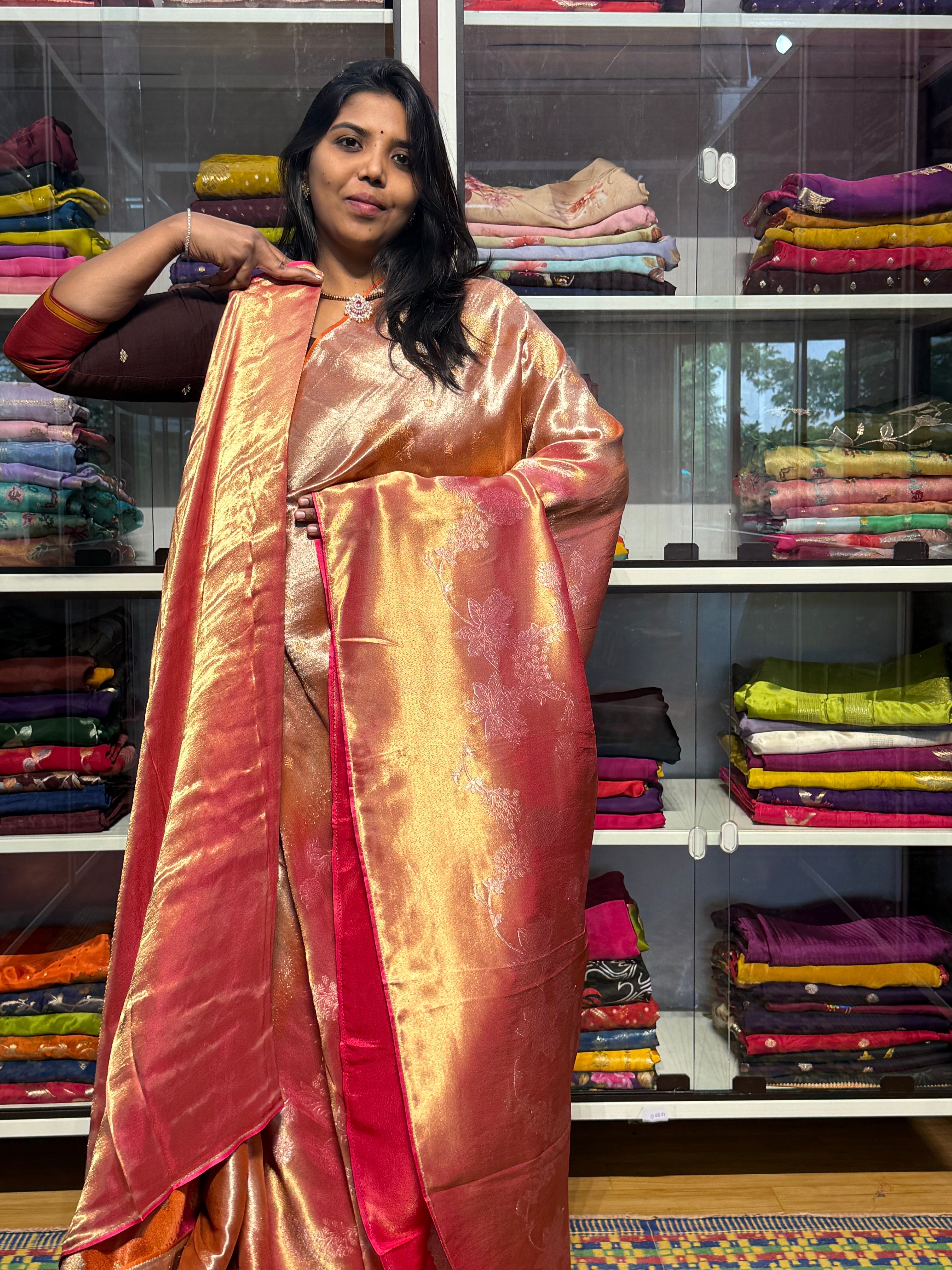 PURE TISSUE SILK SAREE IN DUAL SHADE