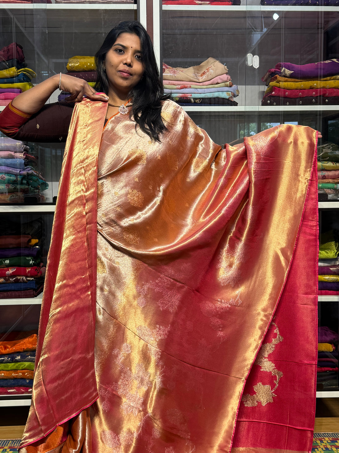 PURE TISSUE SILK SAREE IN DUAL SHADE