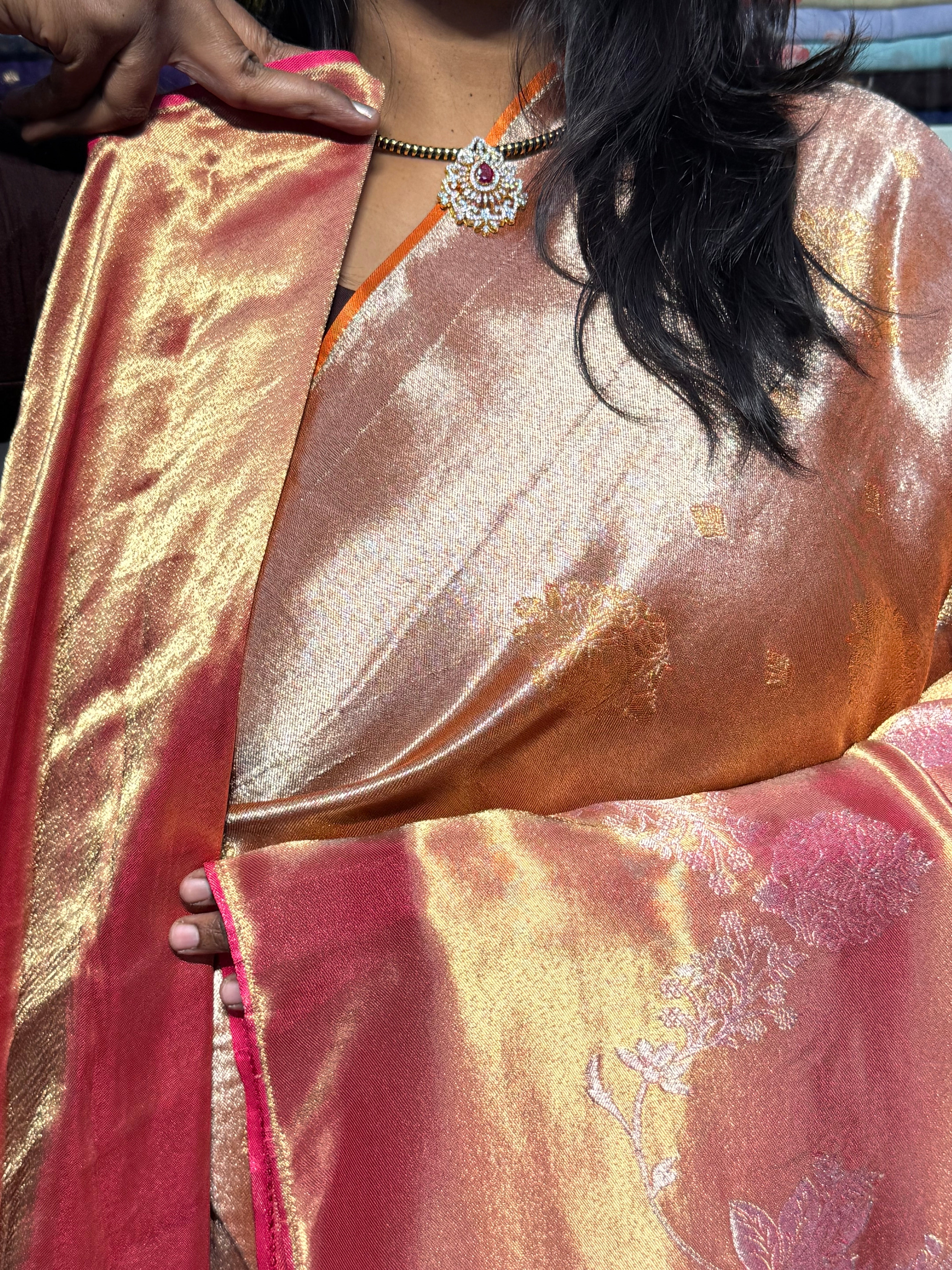PURE TISSUE SILK SAREE IN DUAL SHADE