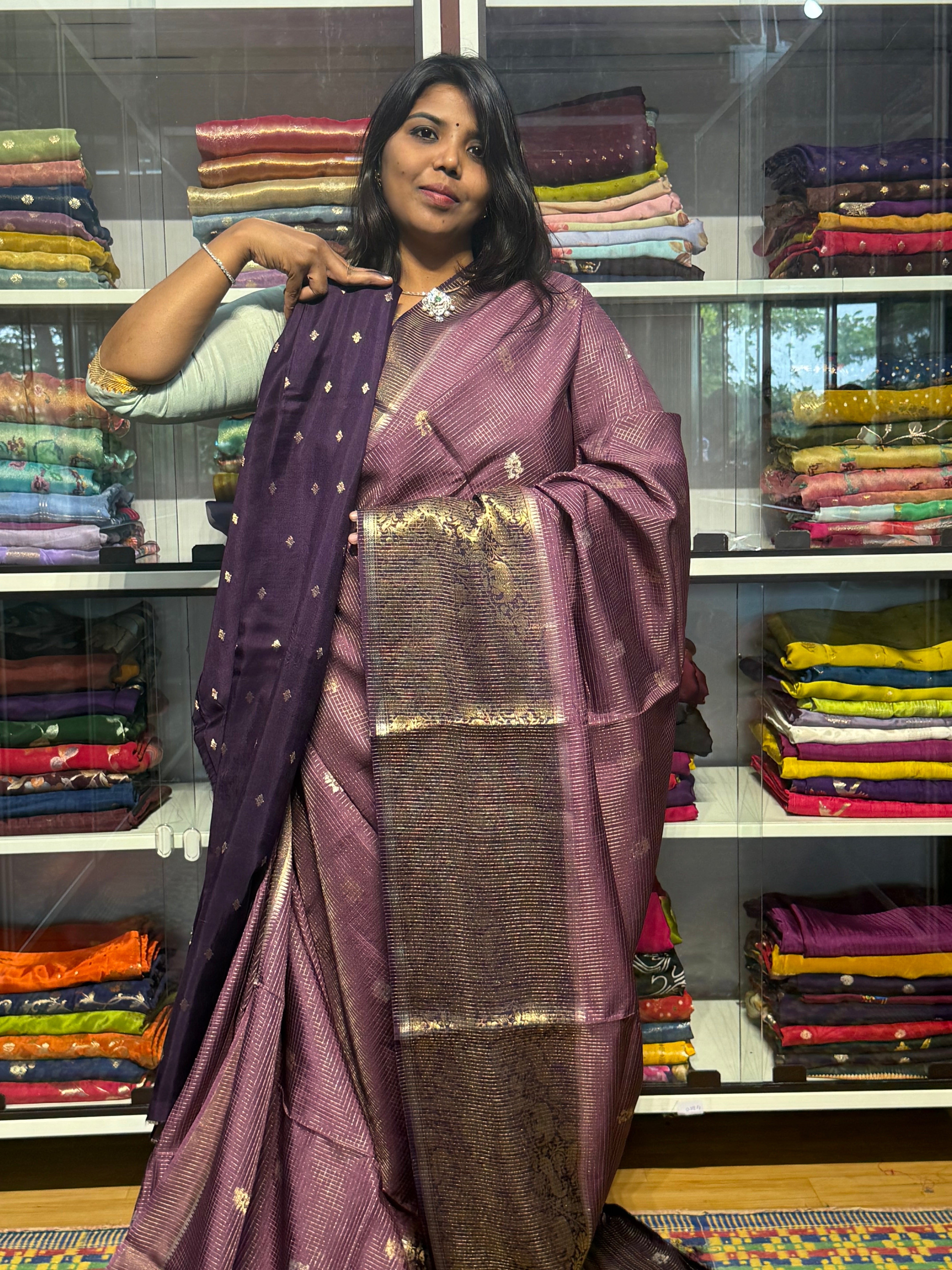 VINTAGE CHECKS WITH BIG BORDER: LILAC