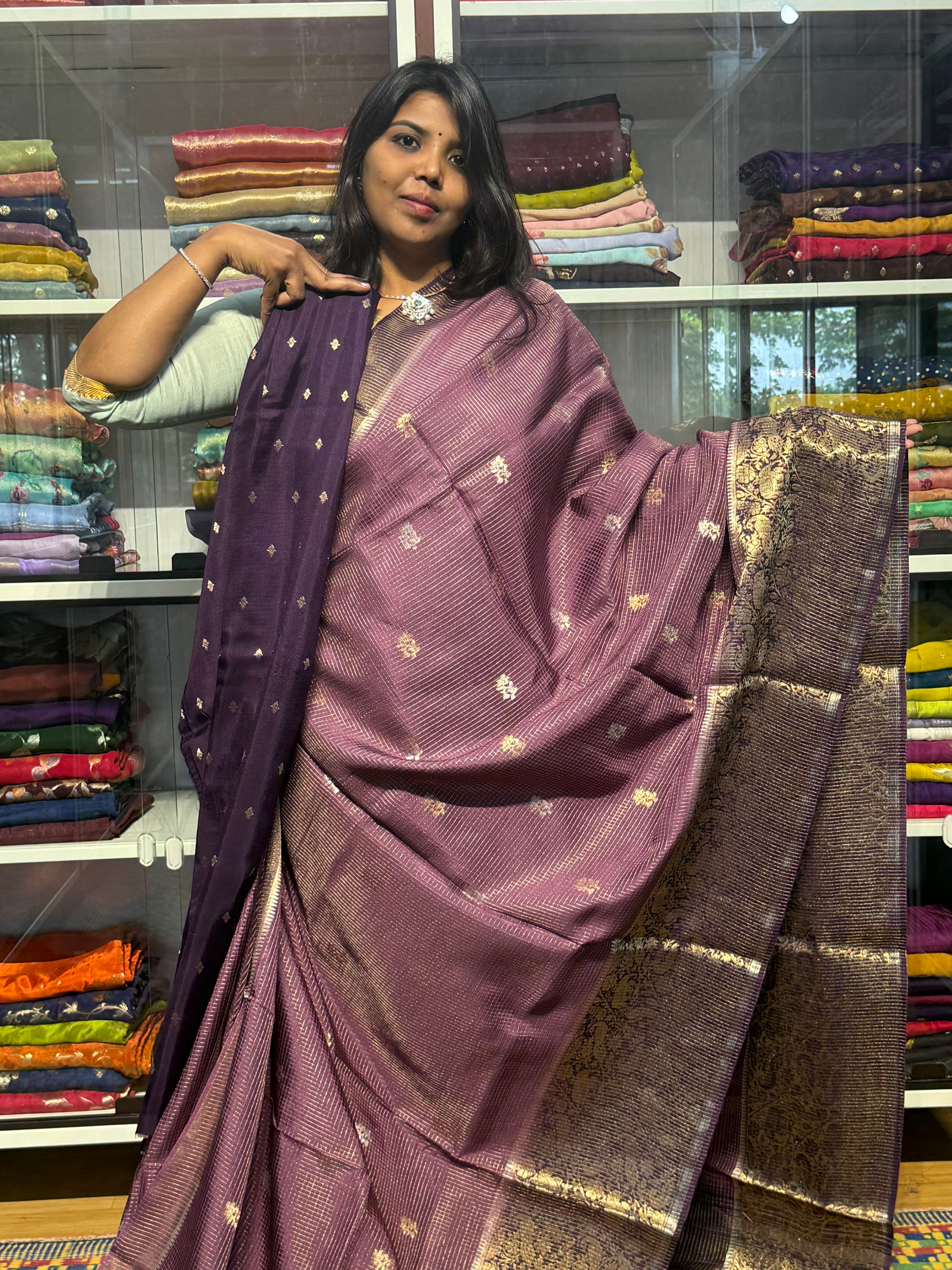 VINTAGE CHECKS WITH BIG BORDER: LILAC