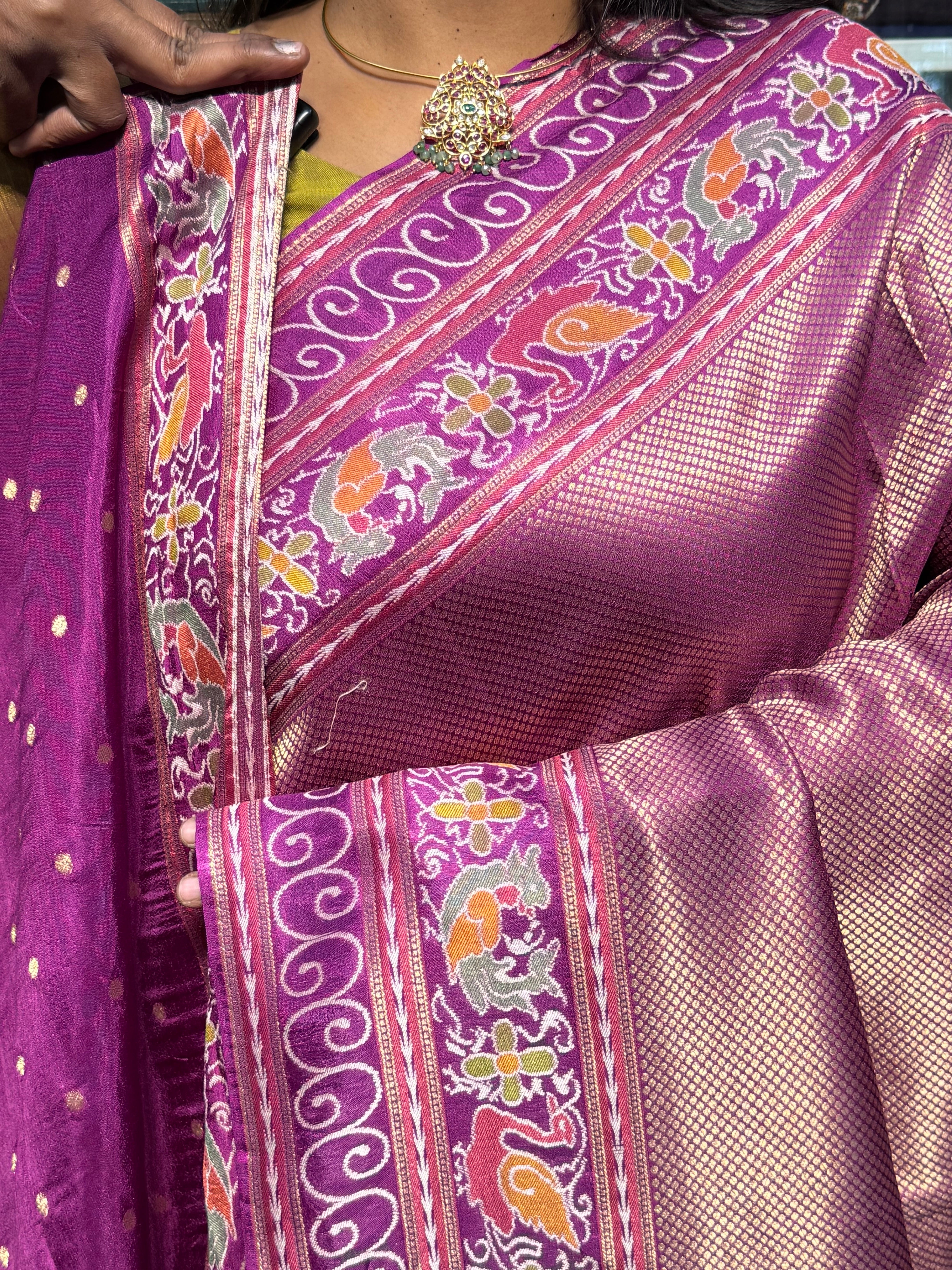 PREMIUM BANARAS SILK FULL BROCADE WEAVING WITH MEENAKARI BORDER: PURPLE