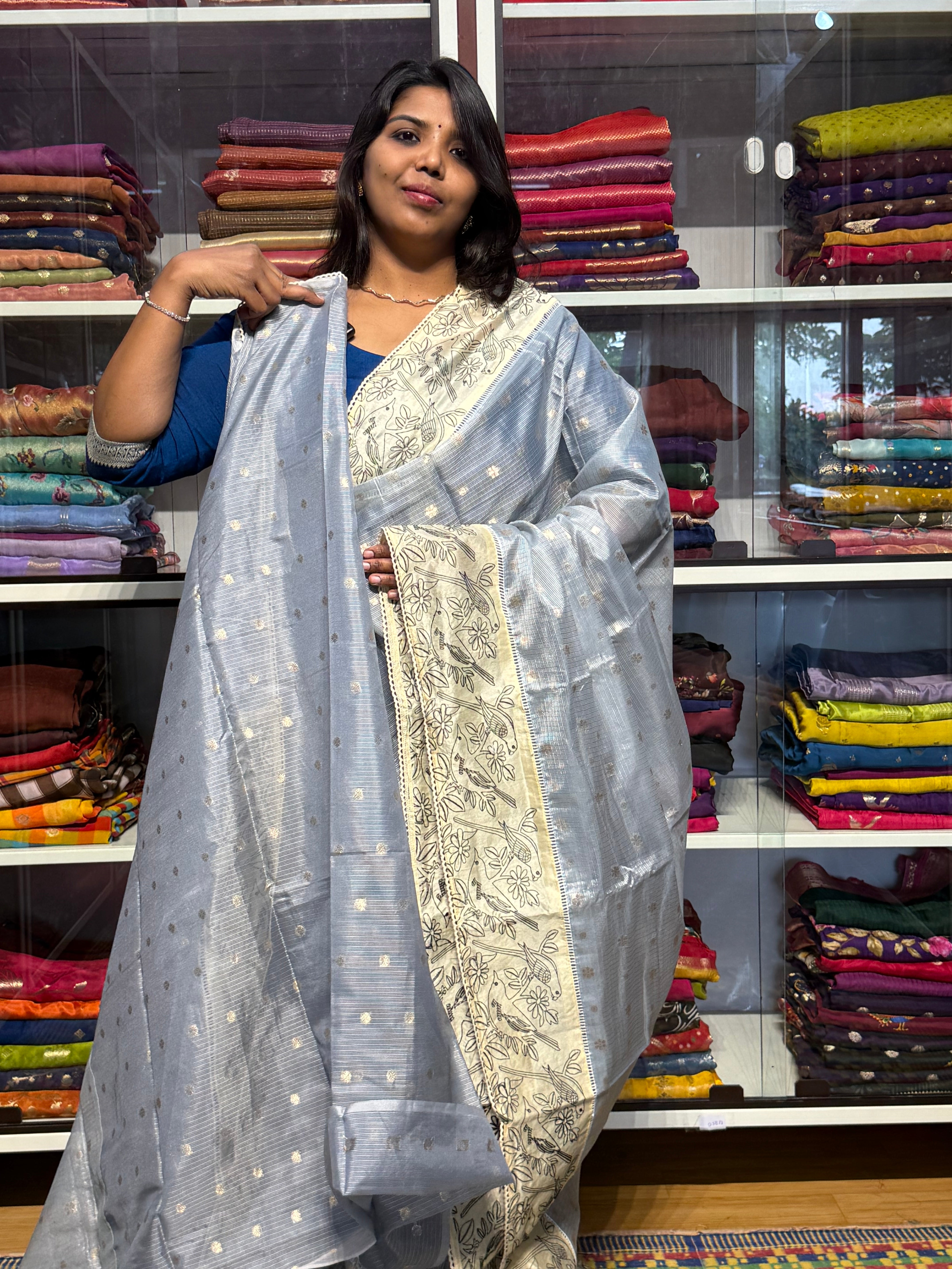 SILK KOTA WITH EMBROIDERY BORDER: