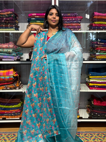 SILK KOTA DUAL SHADED WITH PENKALAMKARI BLOUSE: