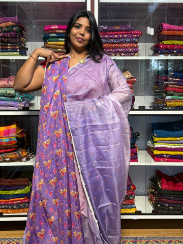SILK KOTA DUAL SHADED WITH PENKALAMKARI BLOUSE: