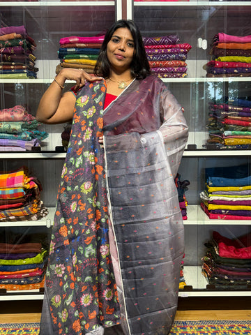 SILK KOTA DUAL SHADED WITH PENKALAMKARI BLOUSE: