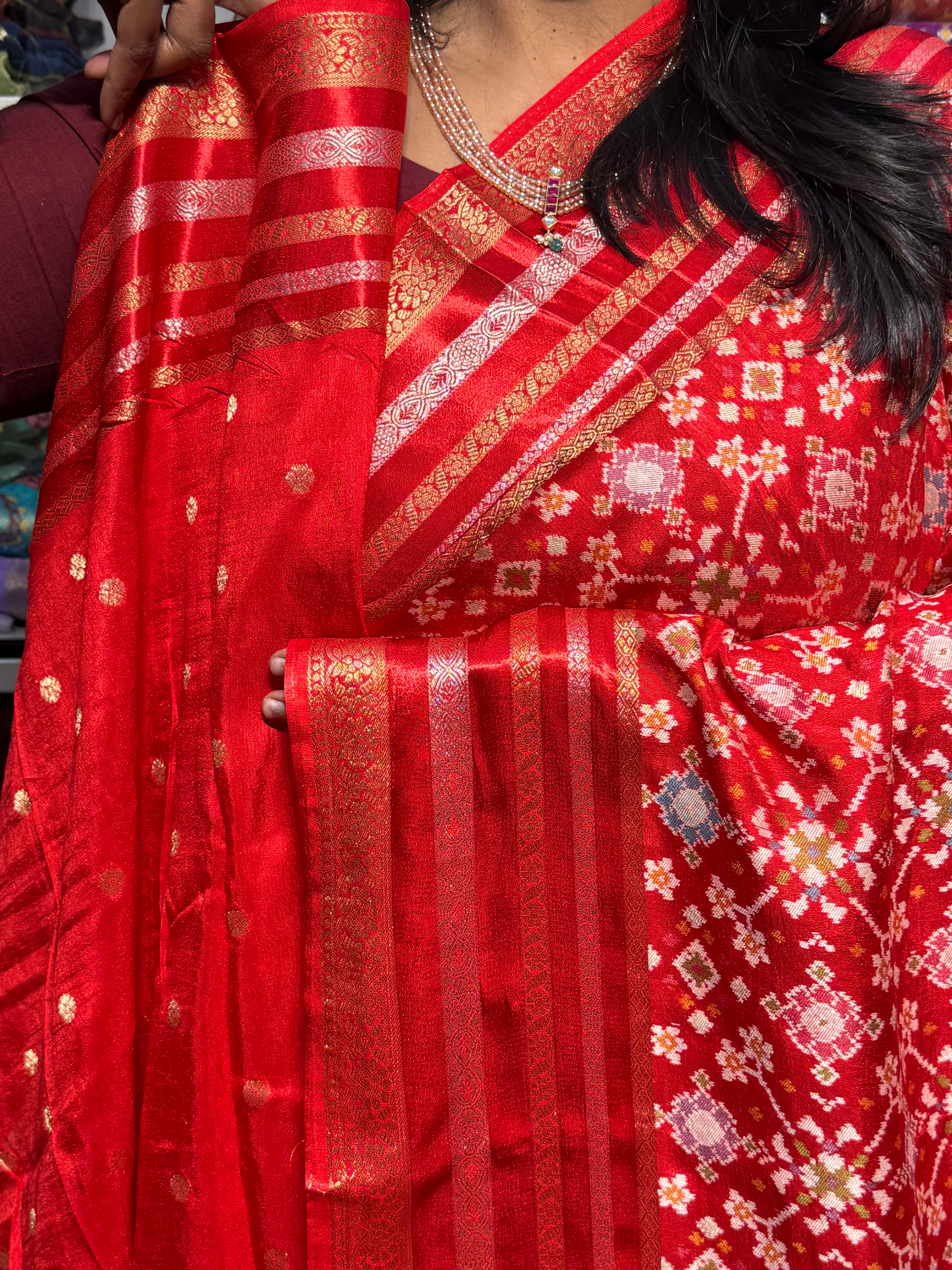 PURE MUNGA CREPE IKKAT PATOLA SAREES: RED