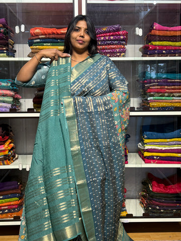 ASSAM SILK SAREES WITH PENKALAMKARI DESIGN