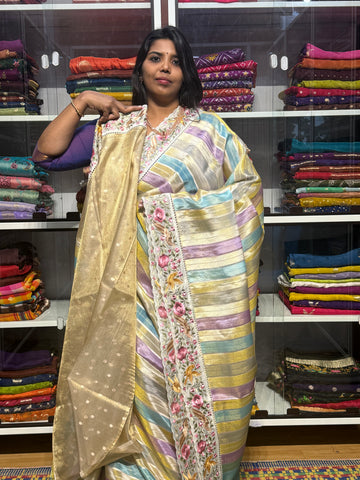 RANKAT PATTERN CREPE SAREES WITH EMBROIDERY SCALLOP BORDER