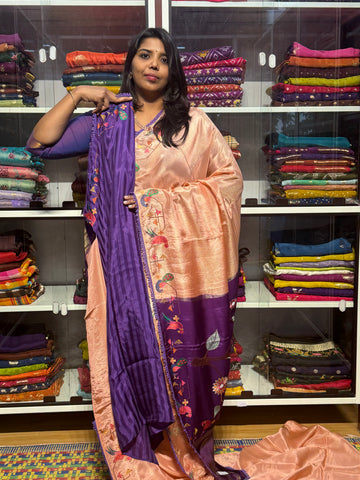 TISSUE CREPE SILK WITH EMBROIDERY BORDER