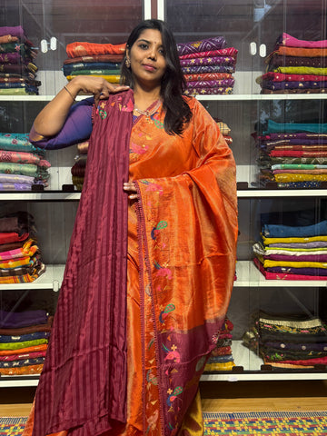 TISSUE CREPE SILK WITH EMBROIDERY BORDER