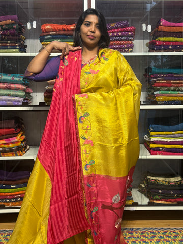TISSUE CREPE SILK WITH EMBROIDERY BORDER