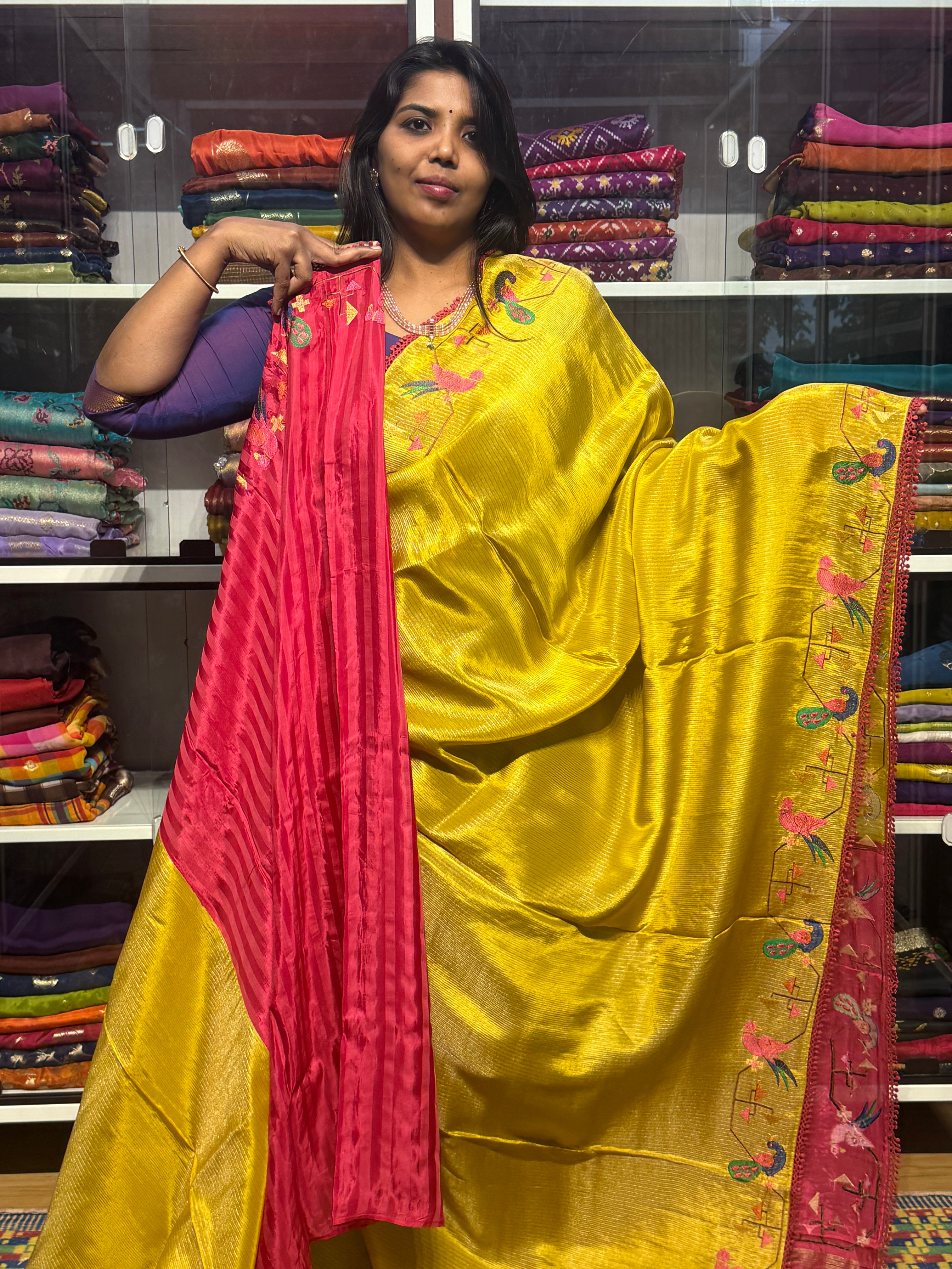 TISSUE CREPE SILK WITH EMBROIDERY BORDER