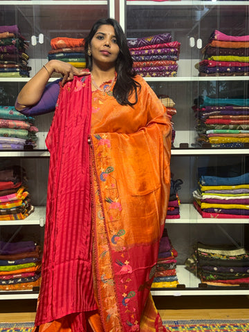 TISSUE CREPE SILK WITH EMBROIDERY BORDER