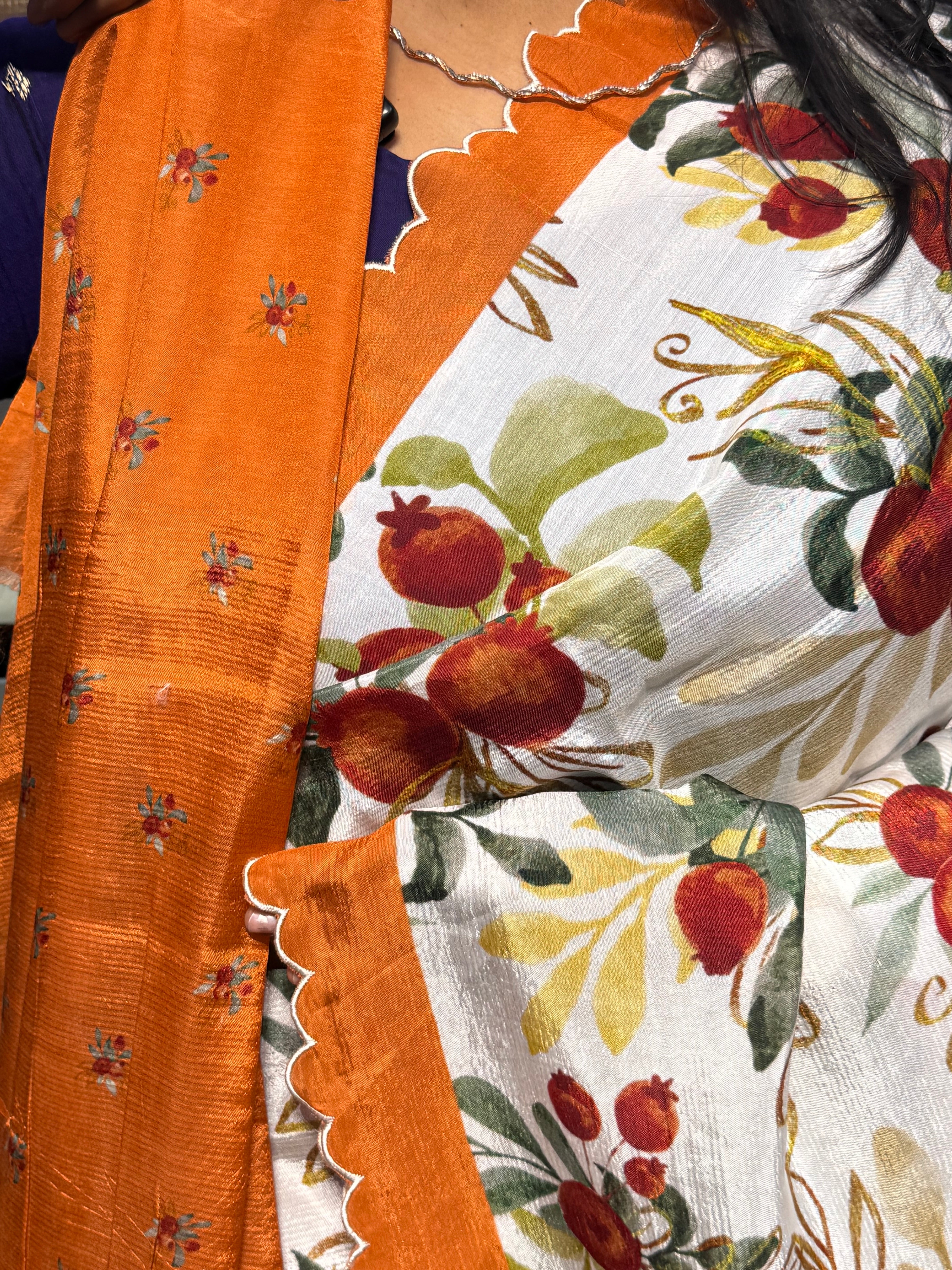 PURE MANGALGIRI DIGITAL PRINT SAREE WITH SCALLOP EMBROIDERY