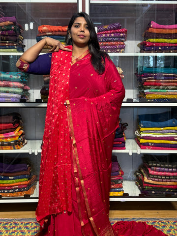 PURE CHIFFON SAREES WITH HAND MIRROR WORK