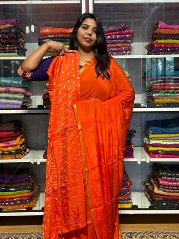 PURE CHIFFON SAREES WITH HAND MIRROR WORK