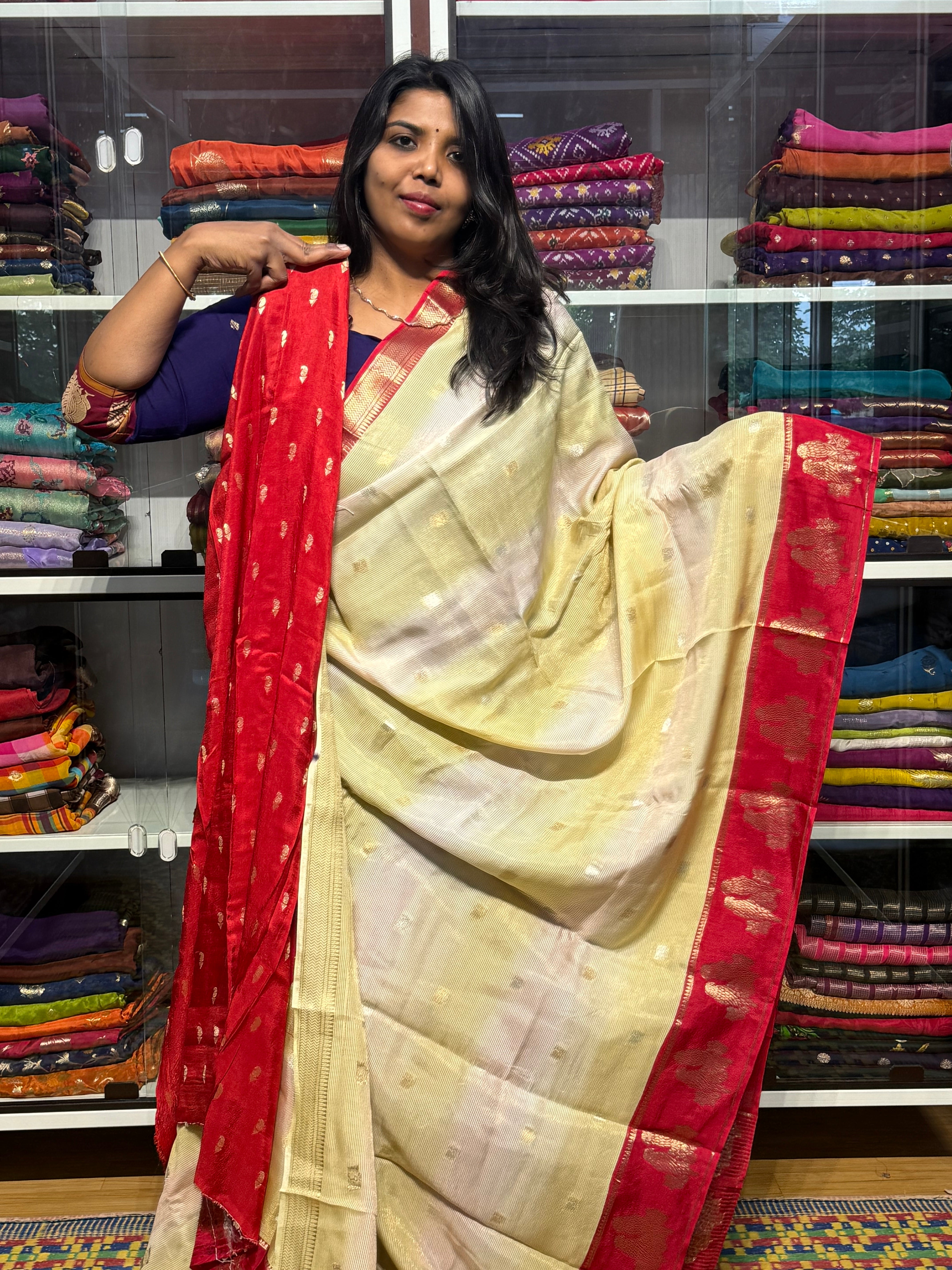 SHADED CONCEPT SAREE WITH CONTRAST BIRDS DESIGN BORDER