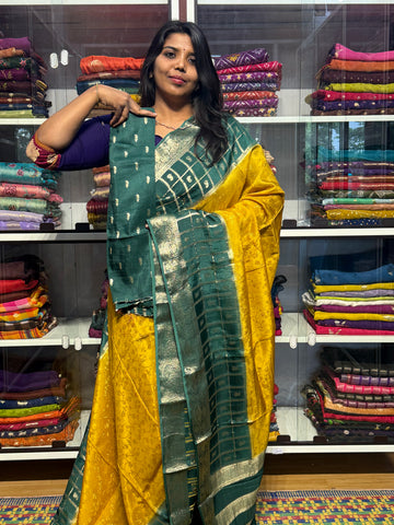 RUSSIAN CREPE SILK WITH CHECKS BORDER