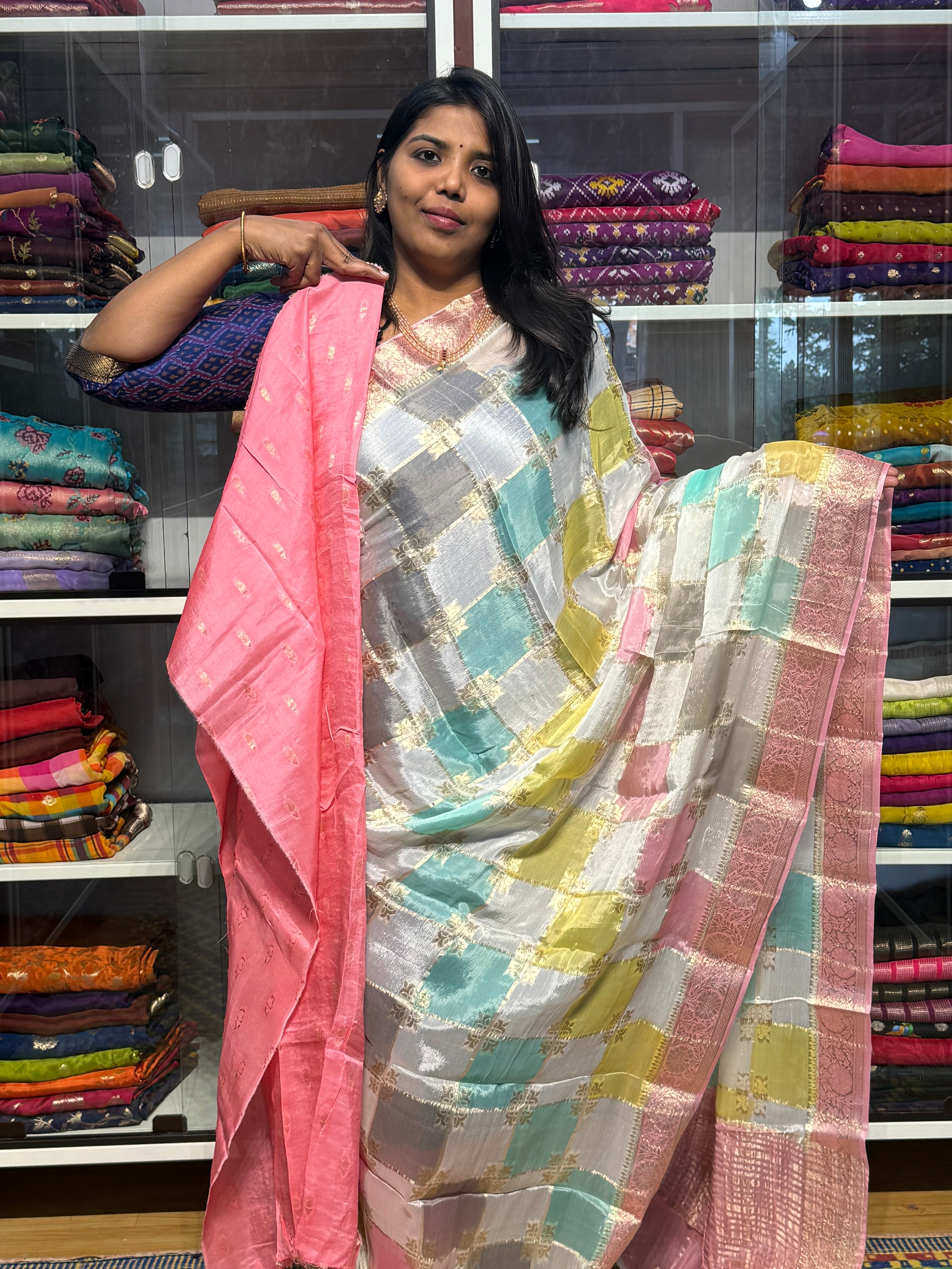 PURE CHIFFON RANKAT CHECKS PATTERN