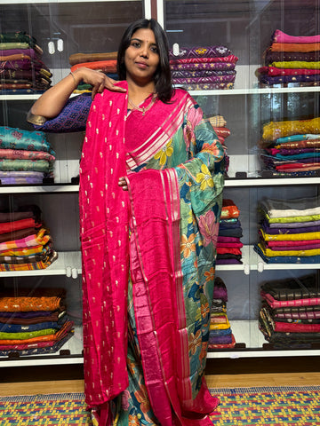 BUTTER CREPE MYSORE SILK SAREES WITH DIGITAL PRINT