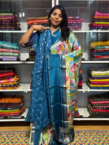 BUTTER CREPE MYSORE SILK SAREES WITH DIGITAL PRINT