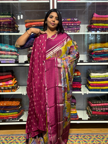 BUTTER CREPE MYSORE SILK SAREES WITH DIGITAL PRINT