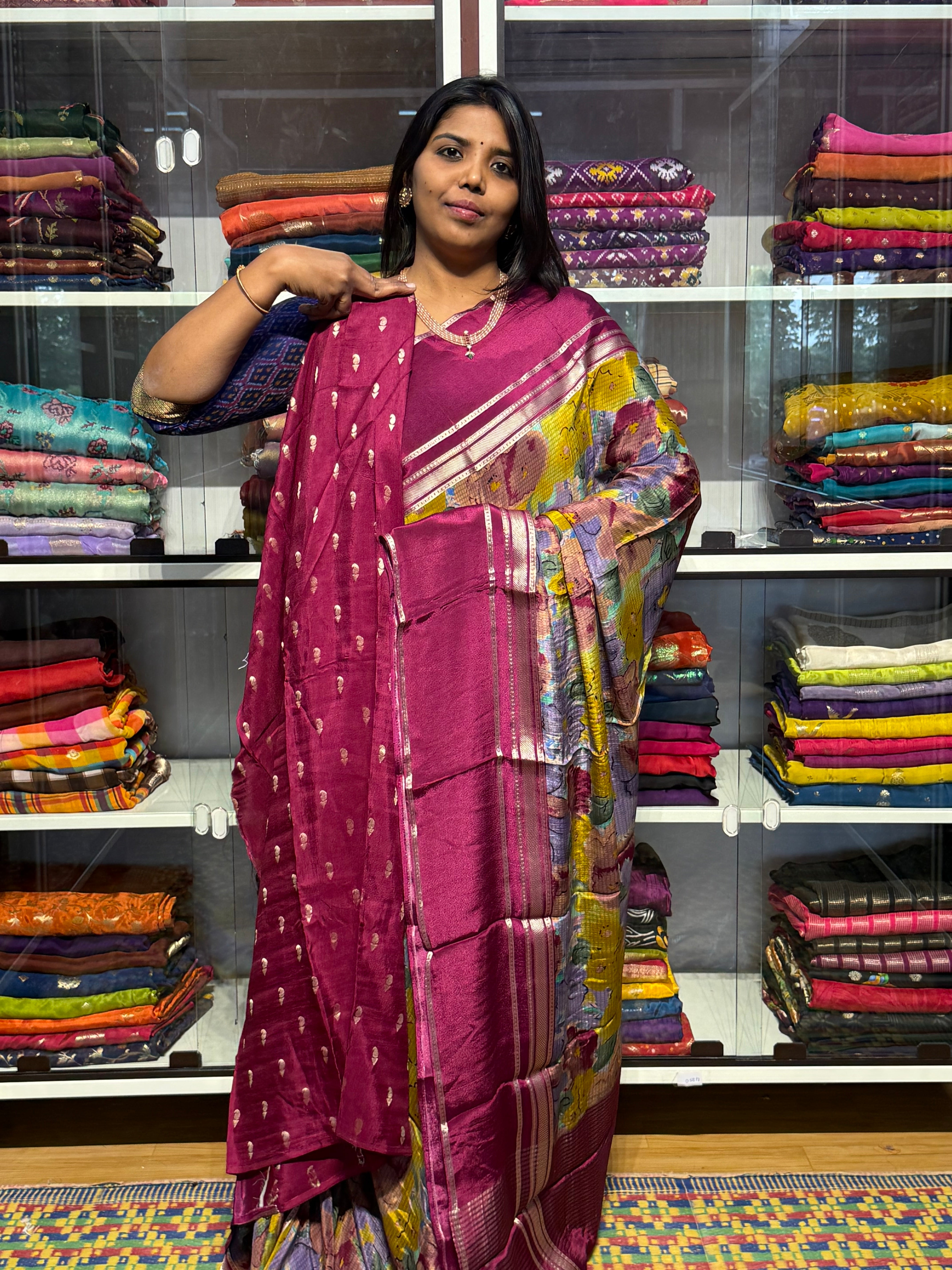 BUTTER CREPE MYSORE SILK SAREES WITH DIGITAL PRINT