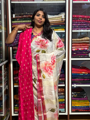 PURE BUTTER CHIFFON CREPE SAREES WITH FLORAL DIGITAL PRINTS