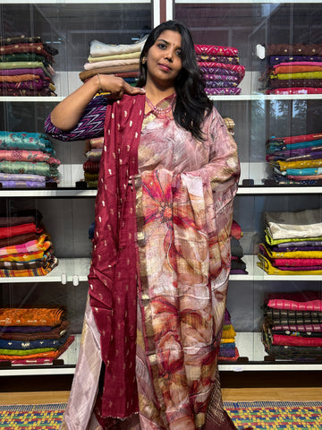 PURE BUTTER CHIFFON CREPE SAREES WITH FLORAL DIGITAL PRINTS