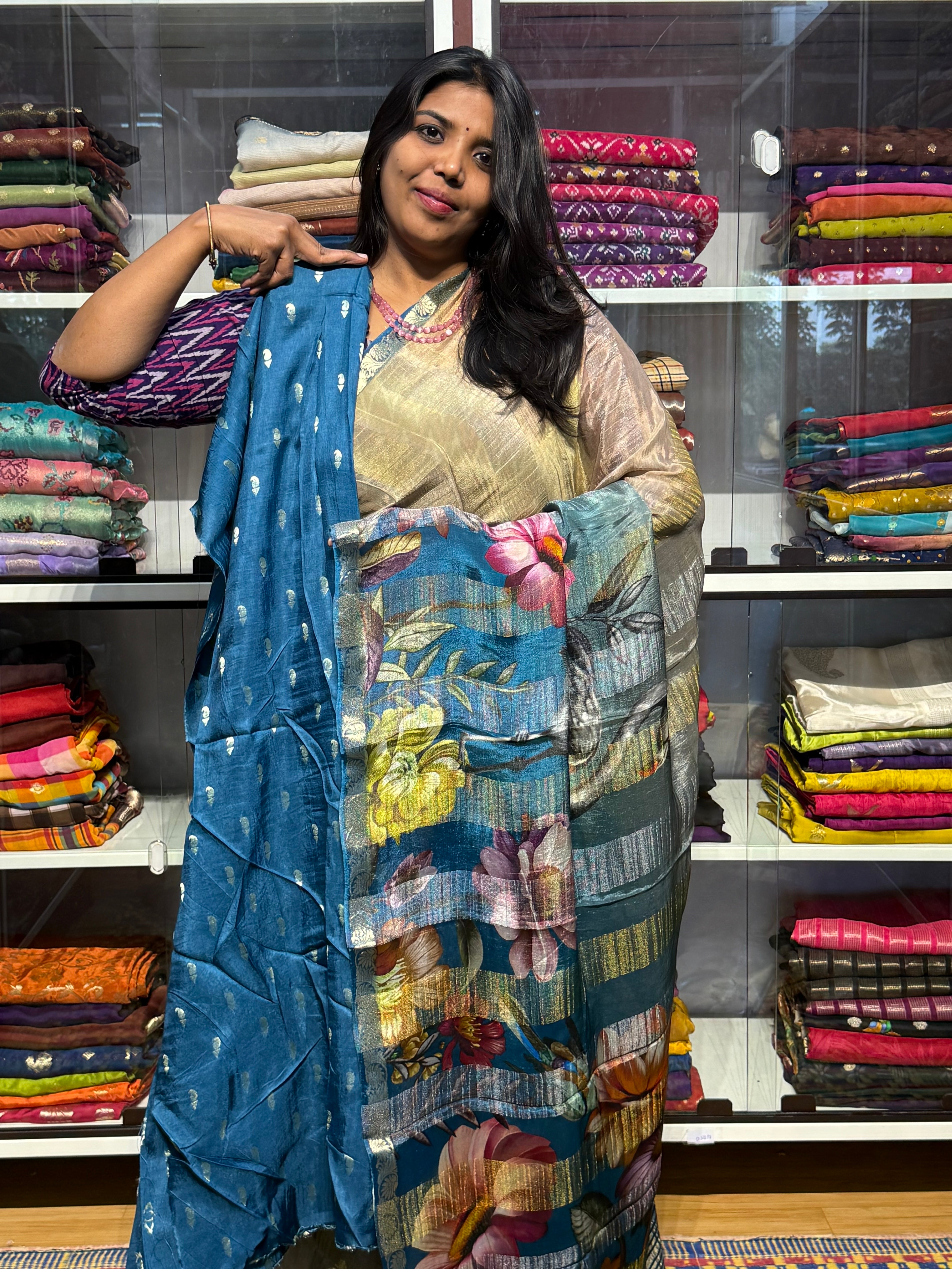 PURE BUTTER CHIFFON CREPE SAREES WITH FLORAL DIGITAL PRINTS