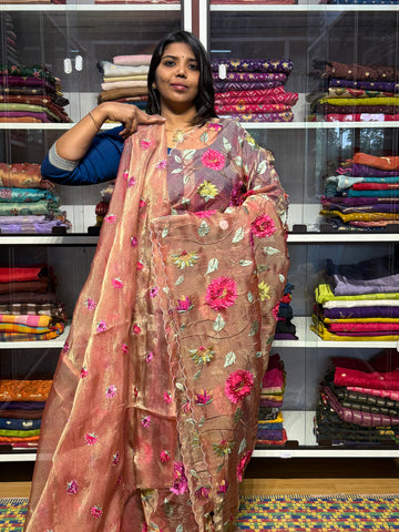 GLASS TISSUE ORGANZA WITH EMBROIDERY, KHARDANA AND SCALLOP