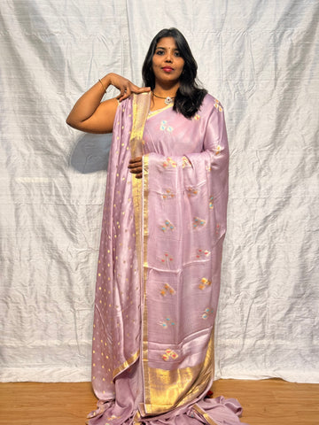 PURE MASHRU SATIN SAREE: LAVENDER