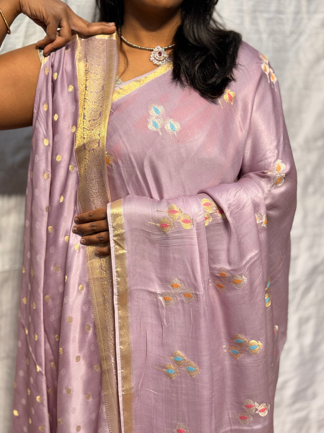 PURE MASHRU SATIN SAREE: LAVENDER