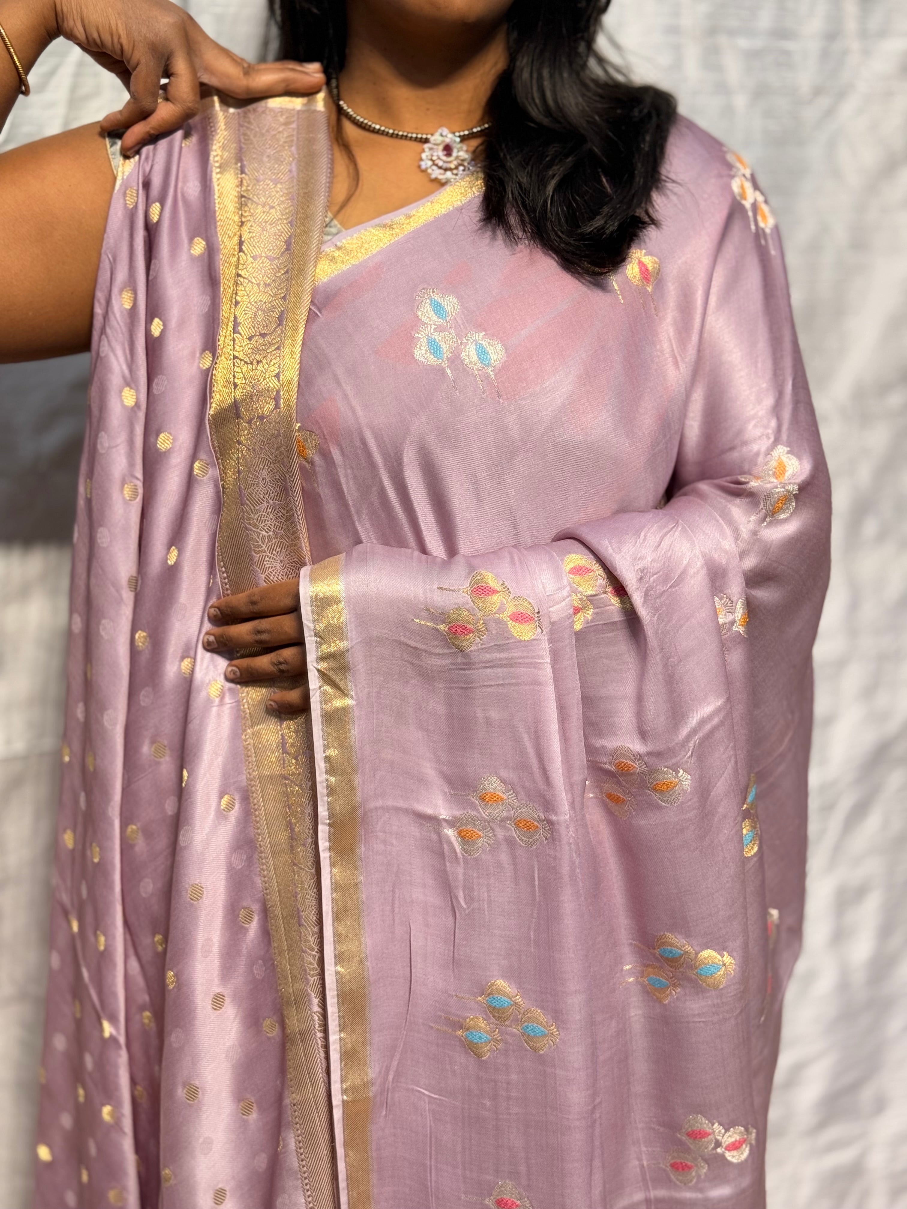 PURE MASHRU SATIN SAREE: LAVENDER