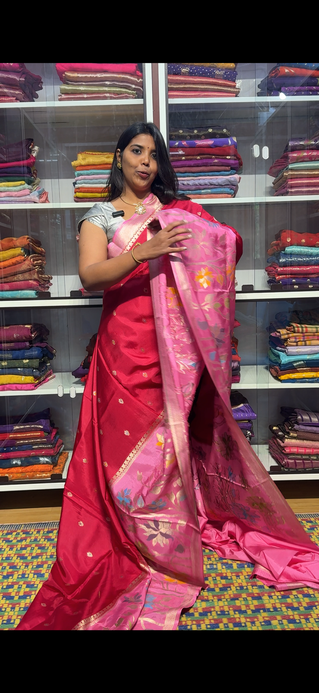 BANARAS MANGO SILK WITH BIG FLORAL MEENAKARI BORDER