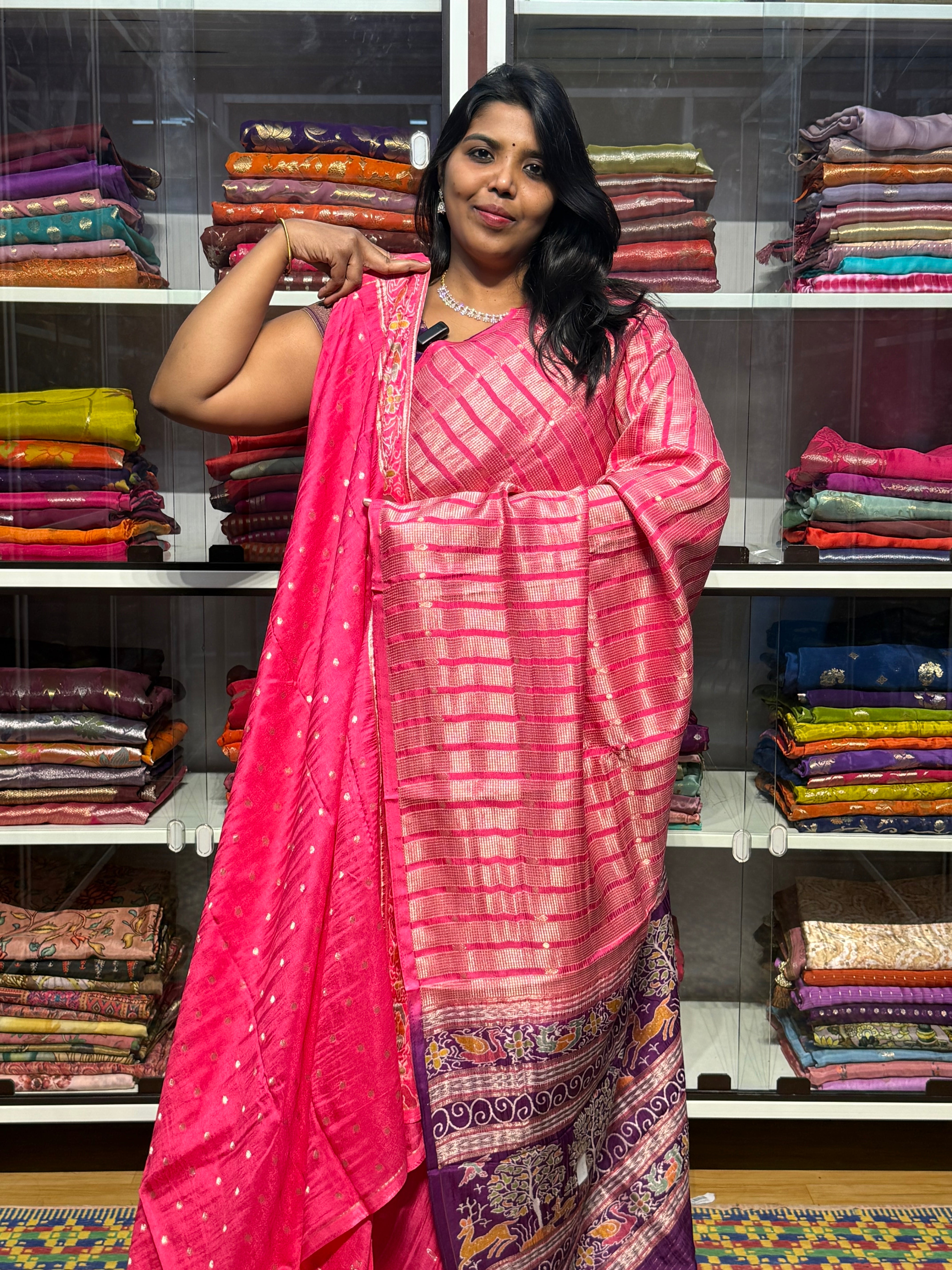 MADHURI DIXIT INSPIRED HALF AND HALF SAREE: PINK