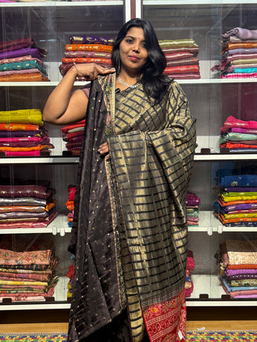 MADHURI DIXIT INSPIRED HALF AND HALF SAREE: BLACK
