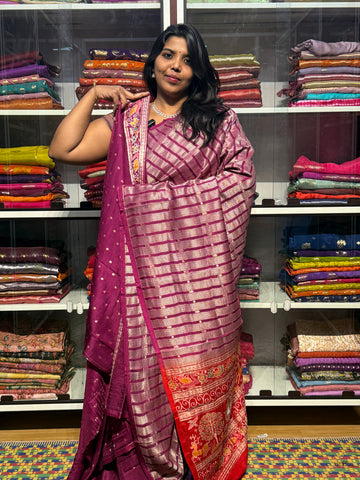 MADHURI DIXIT INSPIRED HALF AND HALF SAREE: PURPLE