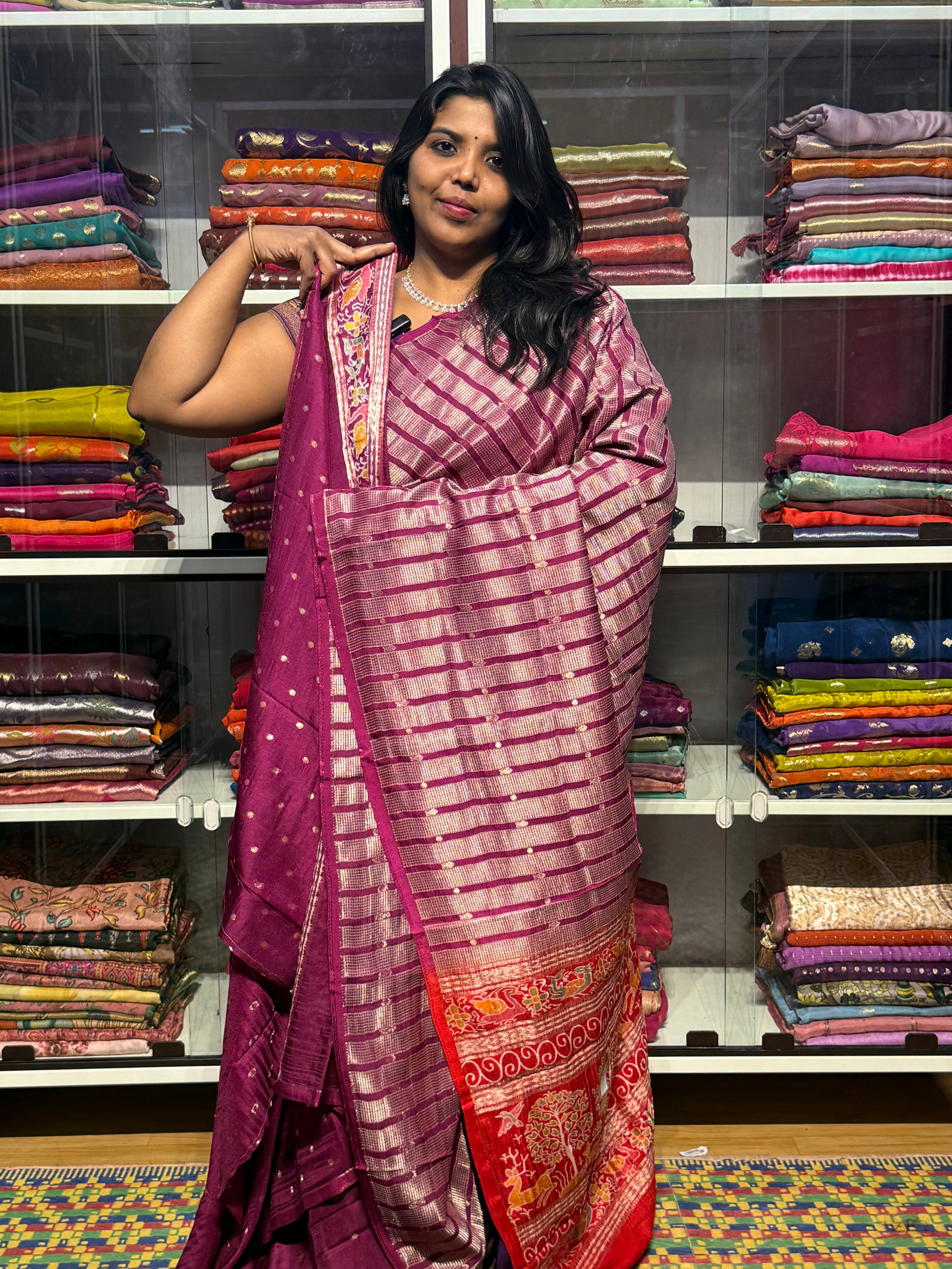 MADHURI DIXIT INSPIRED HALF AND HALF SAREE: PURPLE