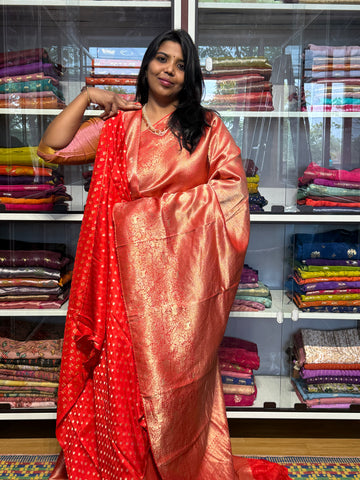 PREMIUM MYSORE SILK FULL BROCADE VANAVIHAR BORDER: RED