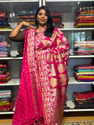 CHAMUNDI SILK WITH GANDABERUNDA DESIGN: PINK