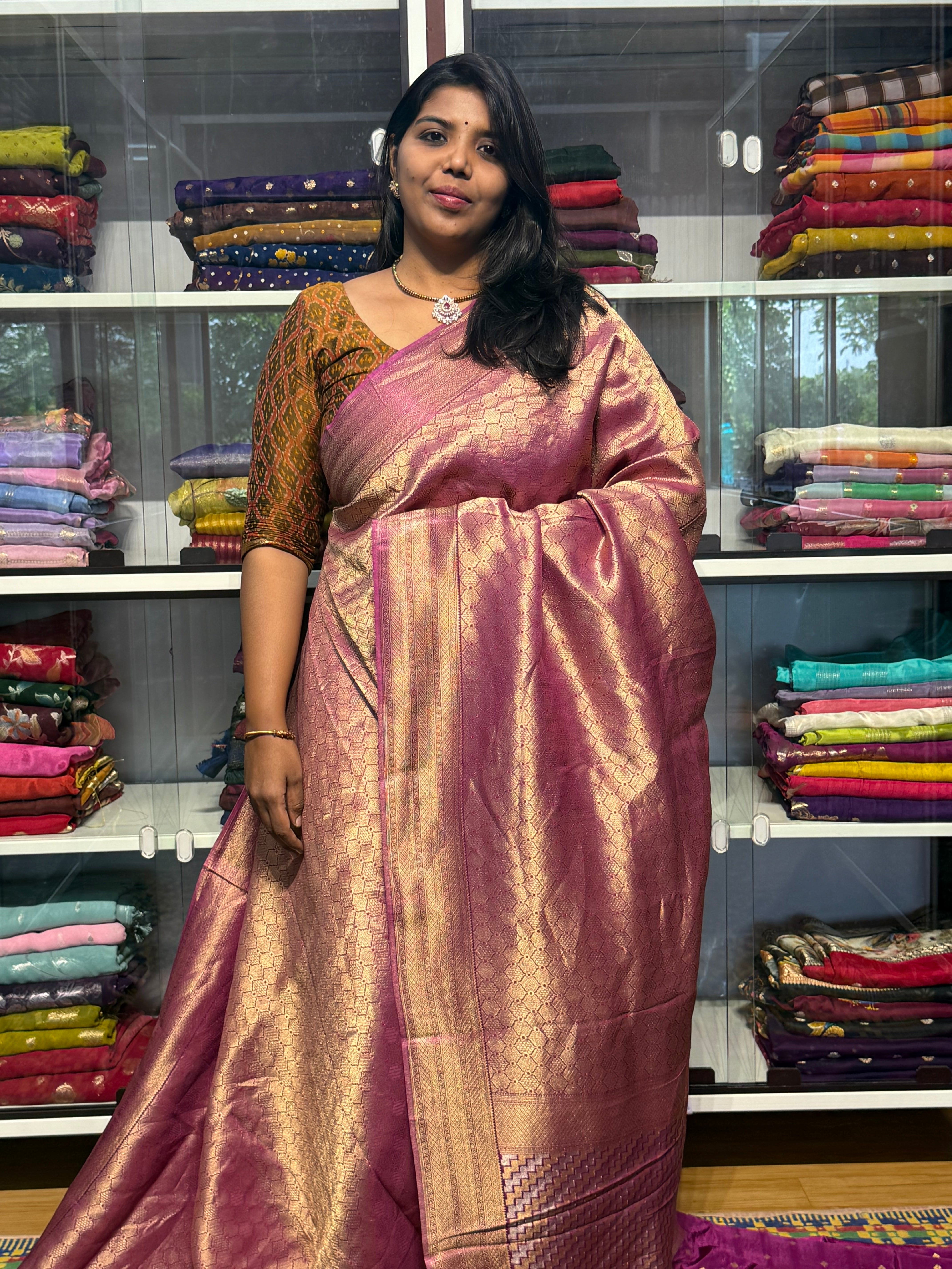 PREMIUM MYSORE SILK FULL BROCADE WITH MEENA: PURPLE