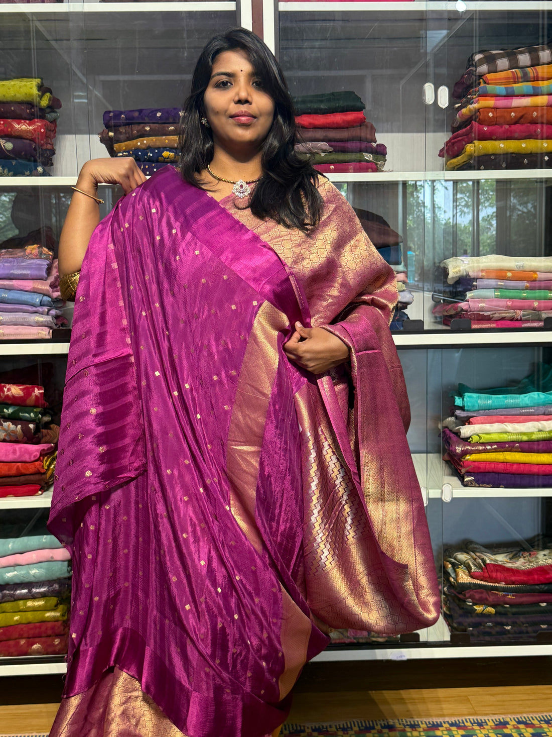 PREMIUM MYSORE SILK FULL BROCADE WITH MEENA: PURPLE