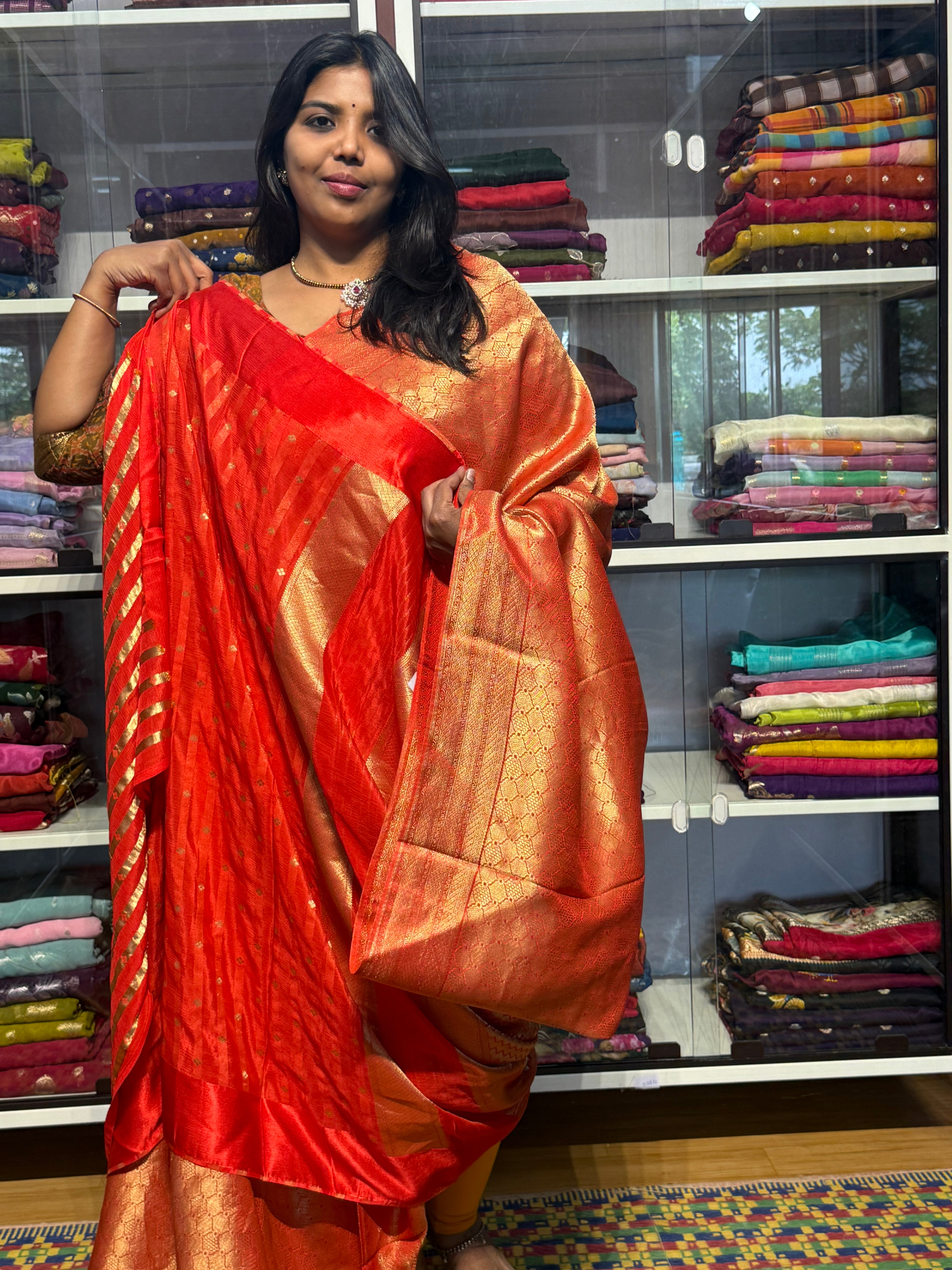 PREMIUM MYSORE SILK FULL BROCADE WITH MEENA: RED