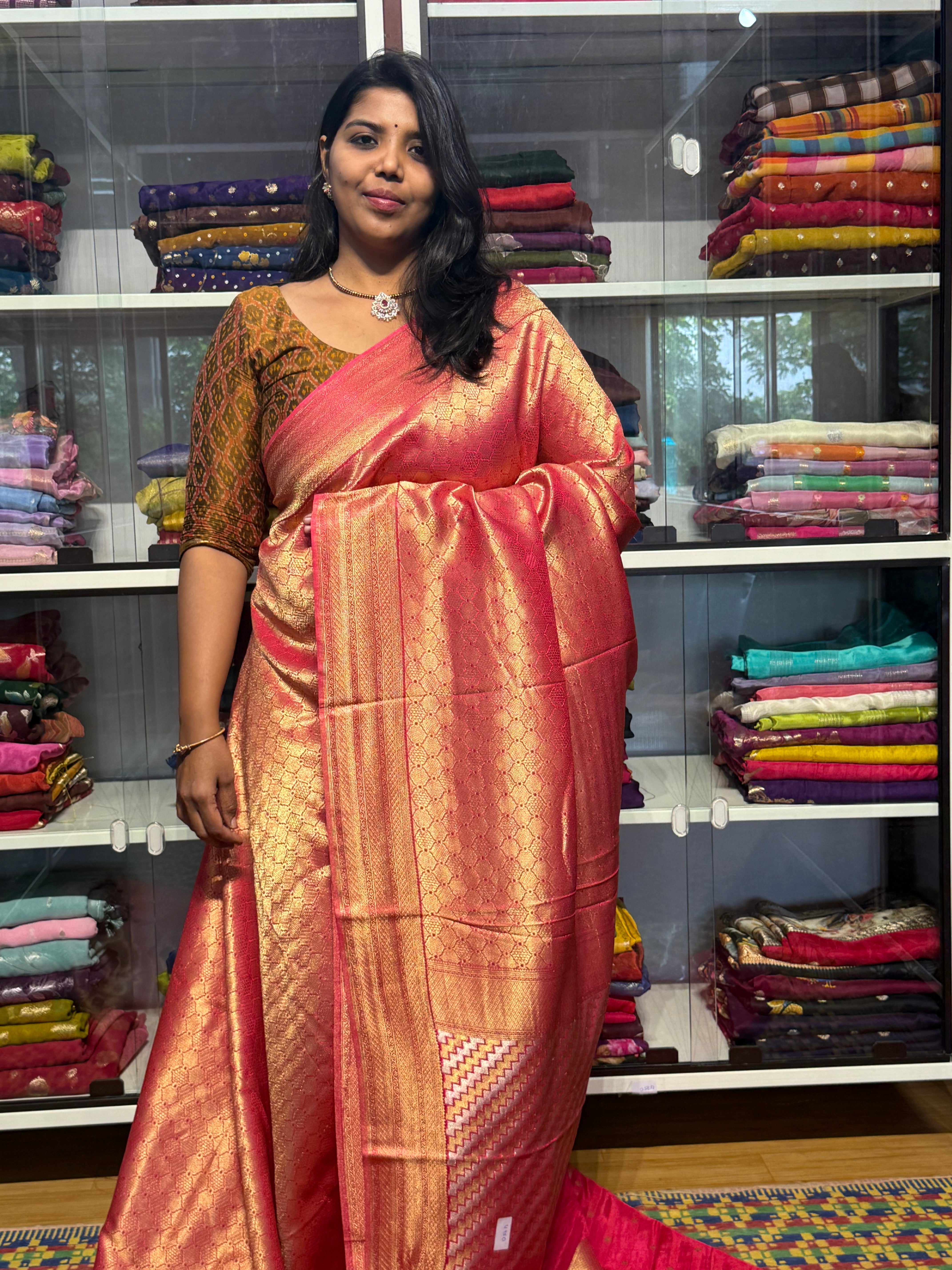 PREMIUM MYSORE SILK FULL BROCADE WITH MEENA: PINK